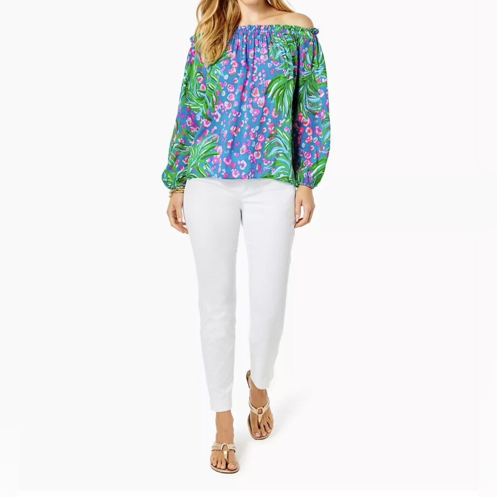 Lilly Pulitzer Kelly skinny ankle pant with textured resort white fabric size 00